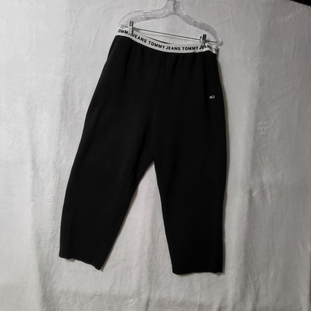 Tommy Jeans‎ Pants Mens Large Black Joggers Elastic Waist Logo Sweatpants Casual